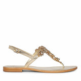 Saint Freesia Crystal Flower Gold Leather Sandals