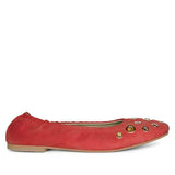 Saint Tesslyn Red Suede Eyelet Embellished Ballerinas