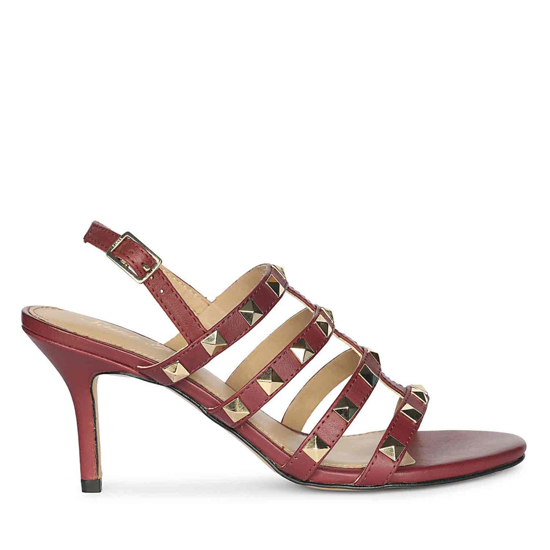 Saint Colette Rockstud Bordo Leather Stilettos