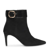 Saint Malia Gold Buckle Black Suede Leather Boots