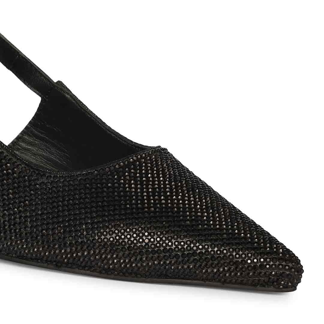 Saint Trinity Crystal Glimmer Black Leather Pumps