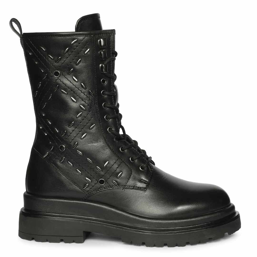Saint Black Leather High Ankle Boots