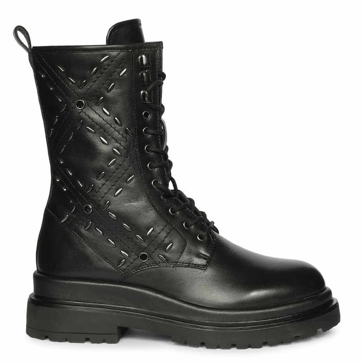 Saint Black Leather High Ankle Boots
