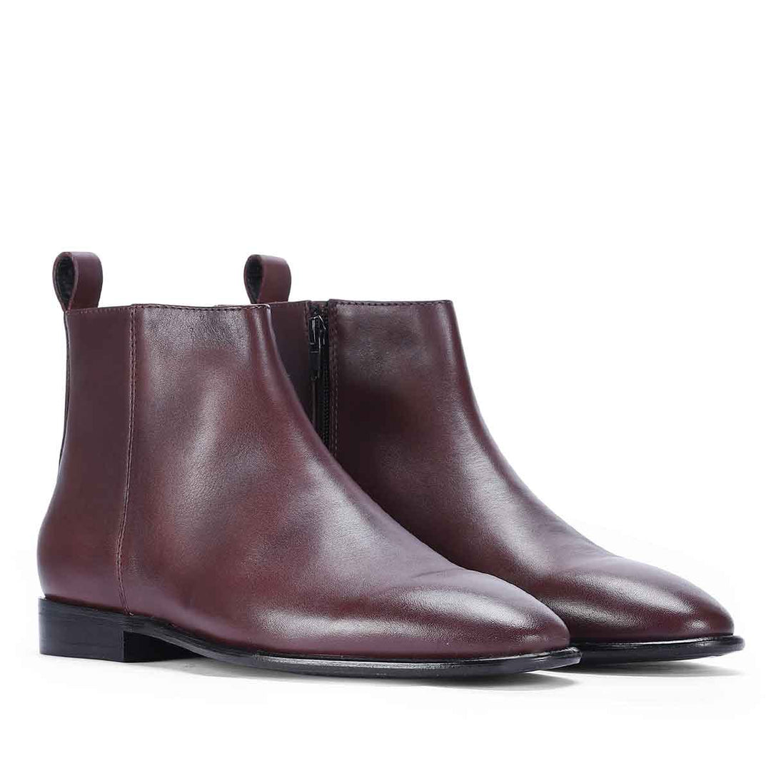 Saint Magnus Bordo Crust Leather Ankle Boots