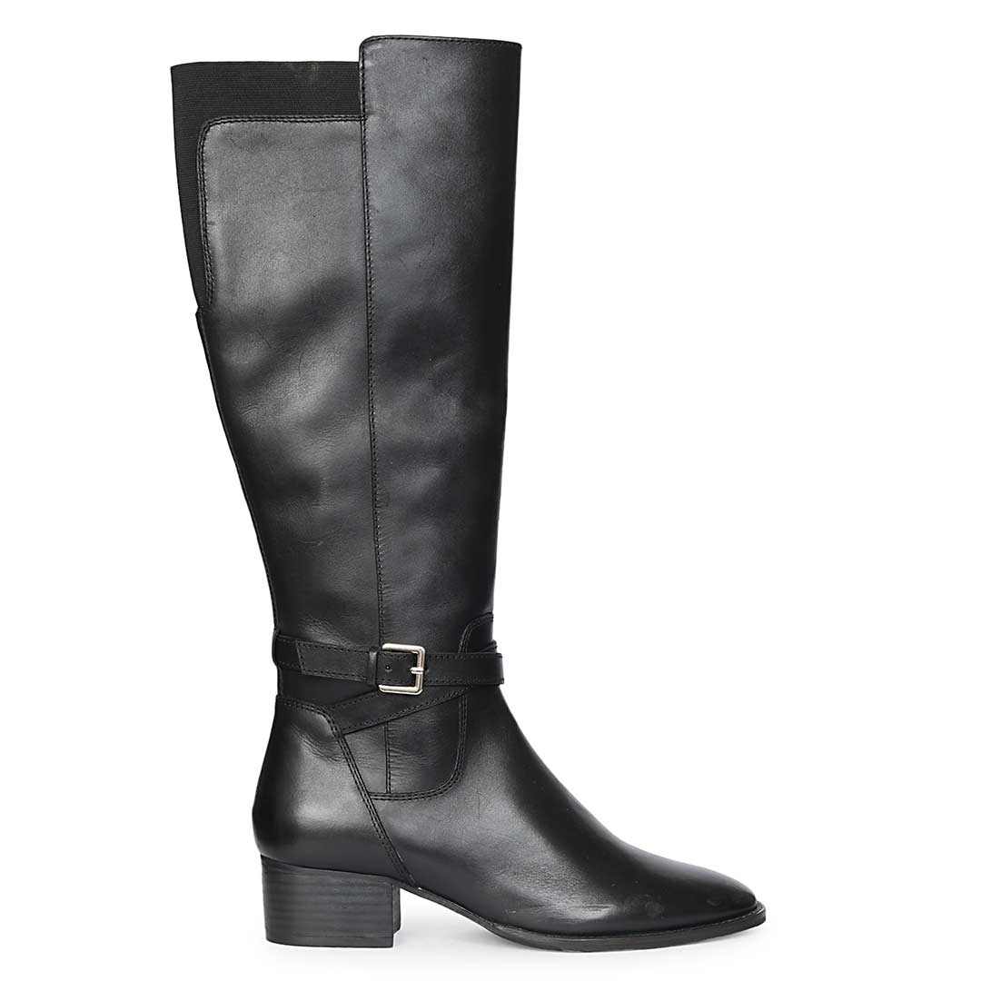 Saint Black Leather Lace Up Long Boots