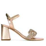 Saint Celeste Knot Embellished Rose Gold Metallic Leather Heels