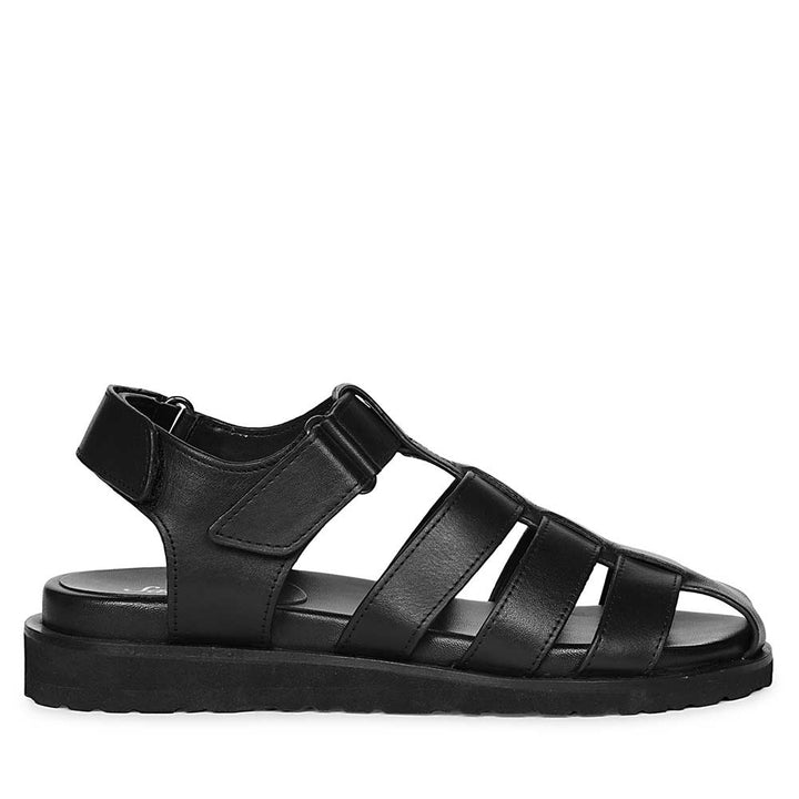 Saint Ophelia Black Leather Footbed Sandals