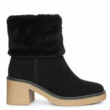 Saint Glacienne Black Suede Leather Fur Cuff Ankle Boots