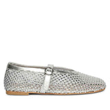 Saint Lennon Strass Embellished Silver Leather Flats