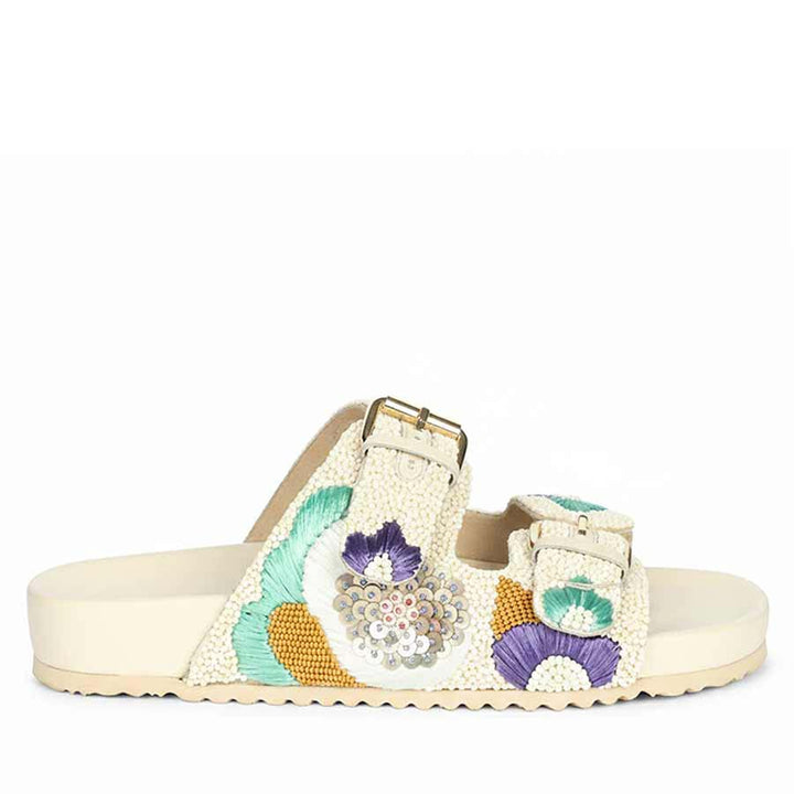 Saint Clio Hand Embroidered Leather Footbed Sandals