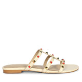 Saint Valene Studded  Off-White Leather Flats