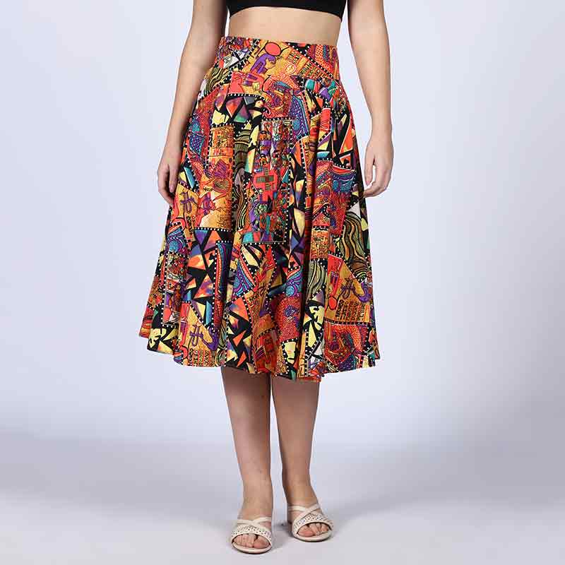 Saint Sophia Multi Cotton Printed Pleated Skirt