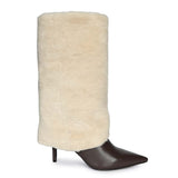 Saint Solveig Fur Cuff Brown Leather Calf Boots