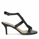 Saint Faye Black Leather Fringe Stilettos
