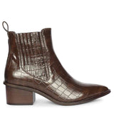 Saint Winifred Snake Embossed Brown Leather Ankle boots