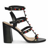 Saint Lorien Black Leather Studded Block Heels