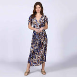 Saint Lily Blue Deep V-Neck Viscose Dress
