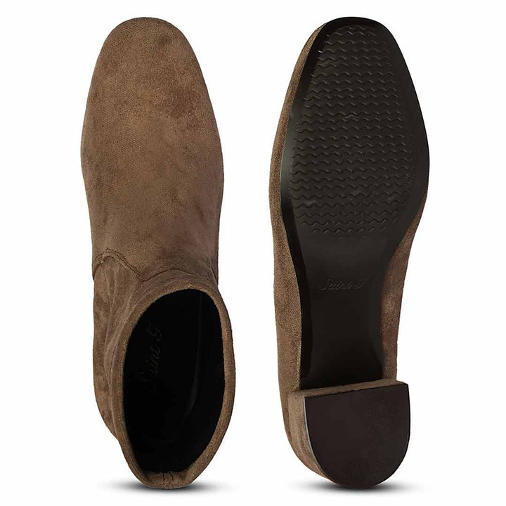 Saint Taupe Leather High Ankle Boots