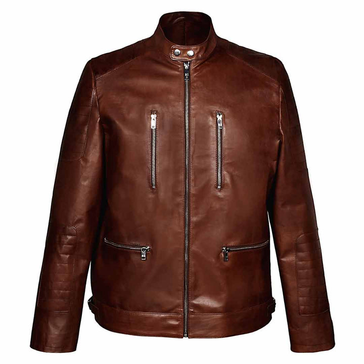 Saint Ellis Burgundy Leather Men's Cafe Racer Jackets