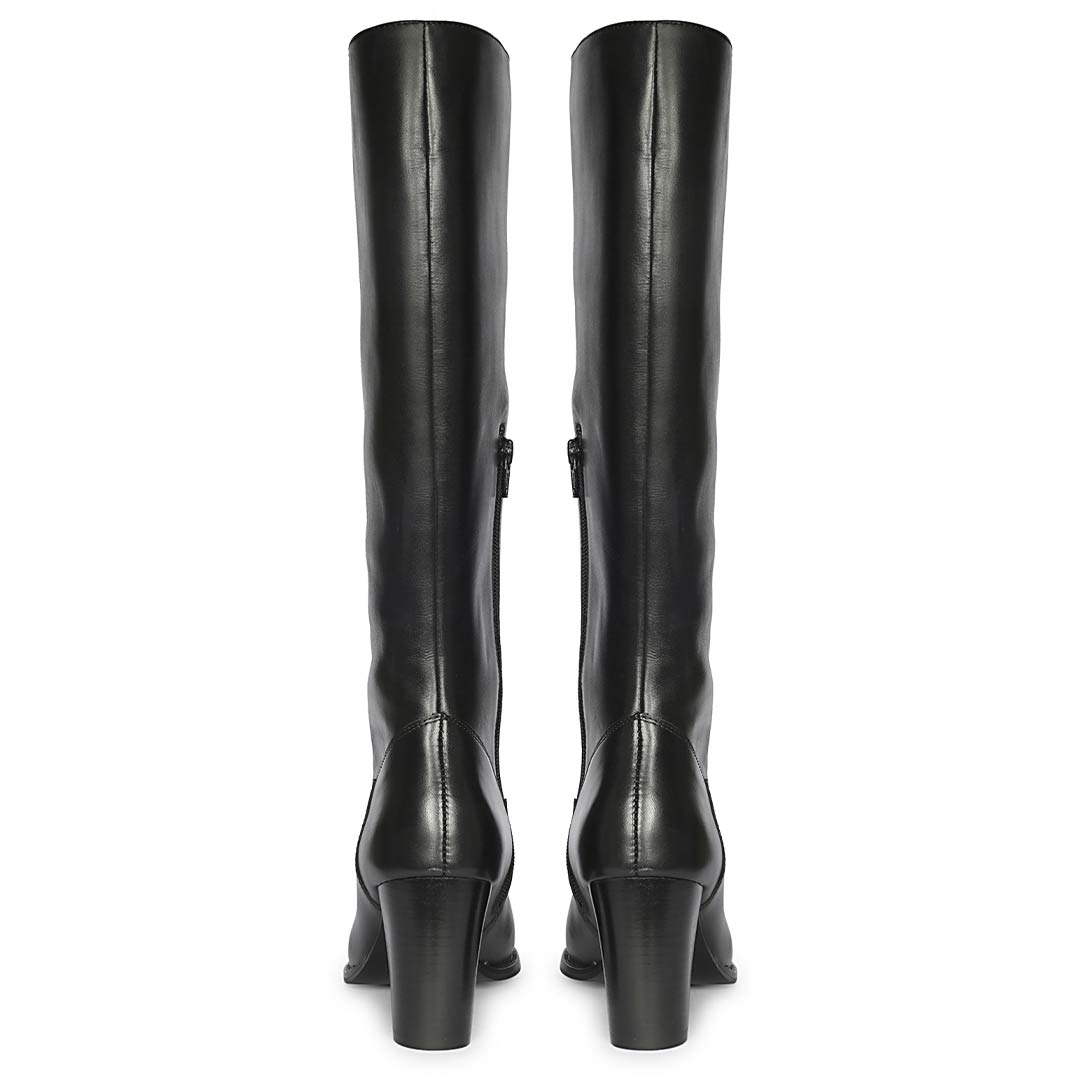 Saint Gillian Black Leather Knee High Long Boots
