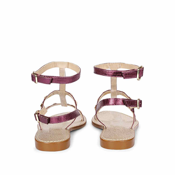 Saint Miriam Purple Leather Flat Sandals