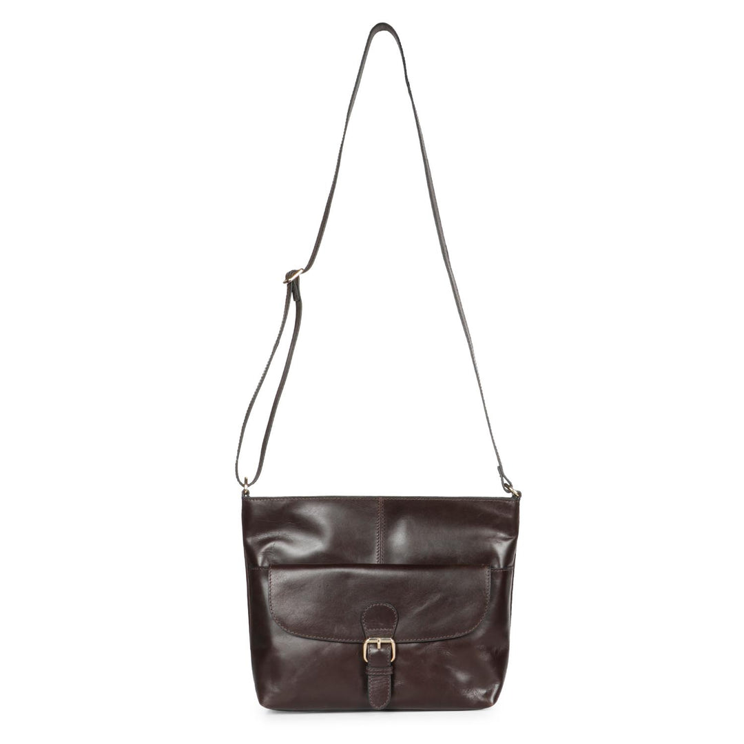 Favore Dark Brown Women Leather Structured Sling Bag