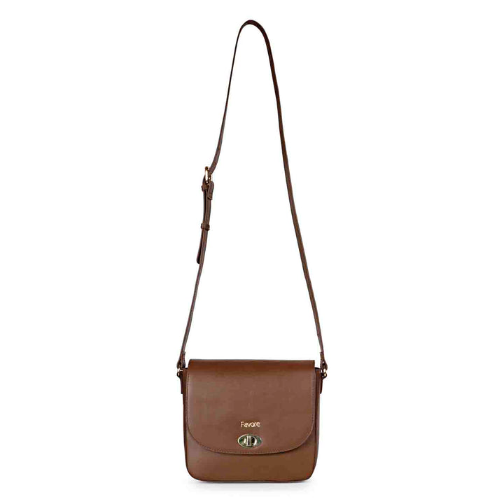 Favore Dark Brown Womens  Leather Structured Sling Bag