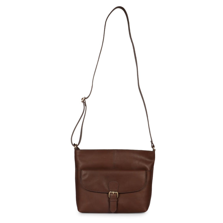 Favore Brown Womens  Leather Structured Sling Bag