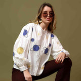 Saint Jolie White Applique Cotton Shirt