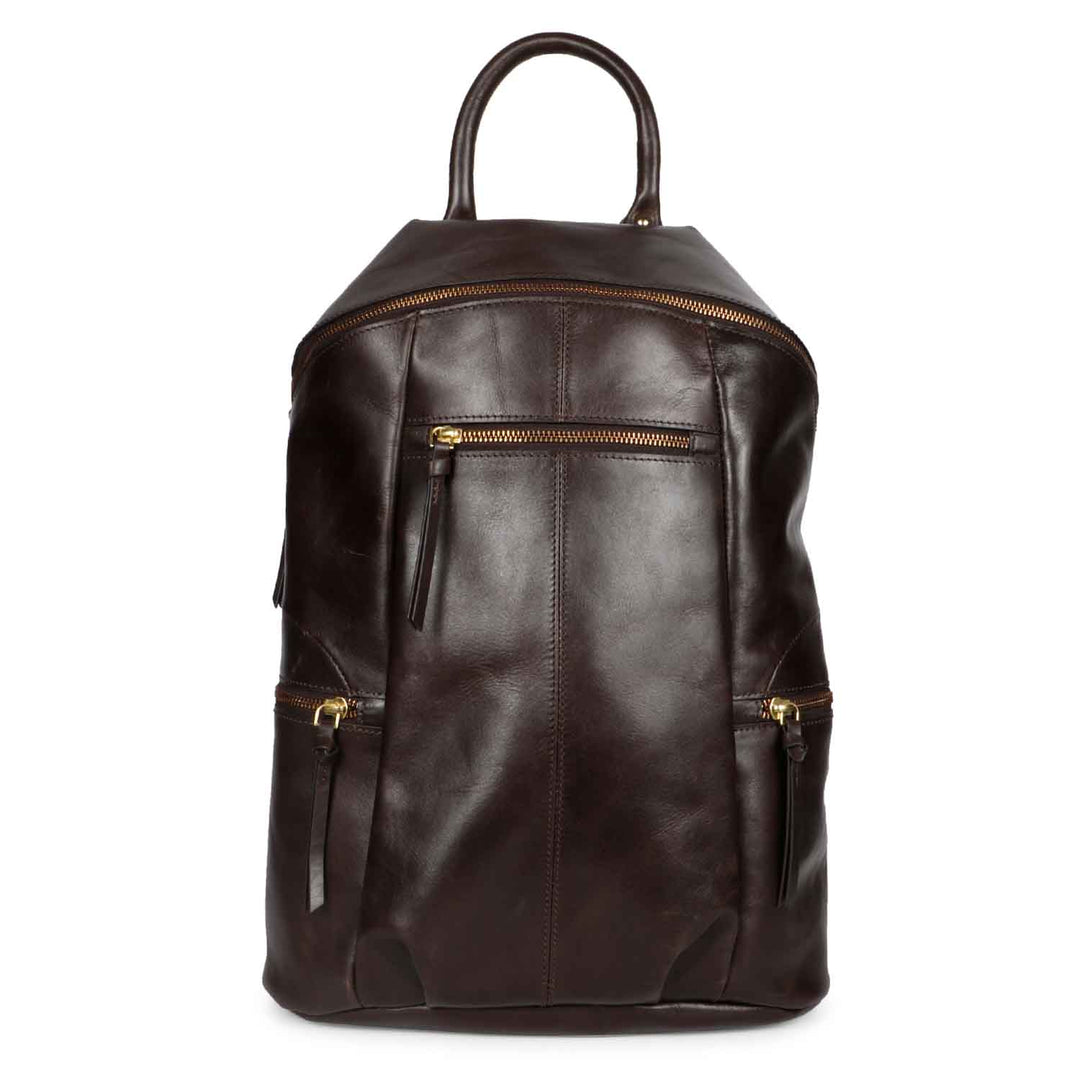 Favore Dark Brown Leather Oversized Structured Satchel Bag