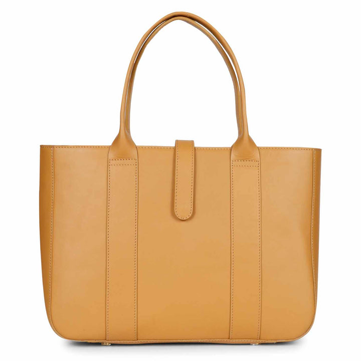 Favore Tan Leather Oversized Structured Handheld Bag