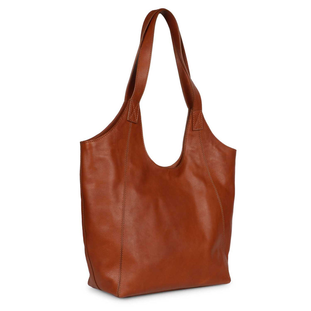 Favore Brown Leather Oversized Structured Hobo Bag