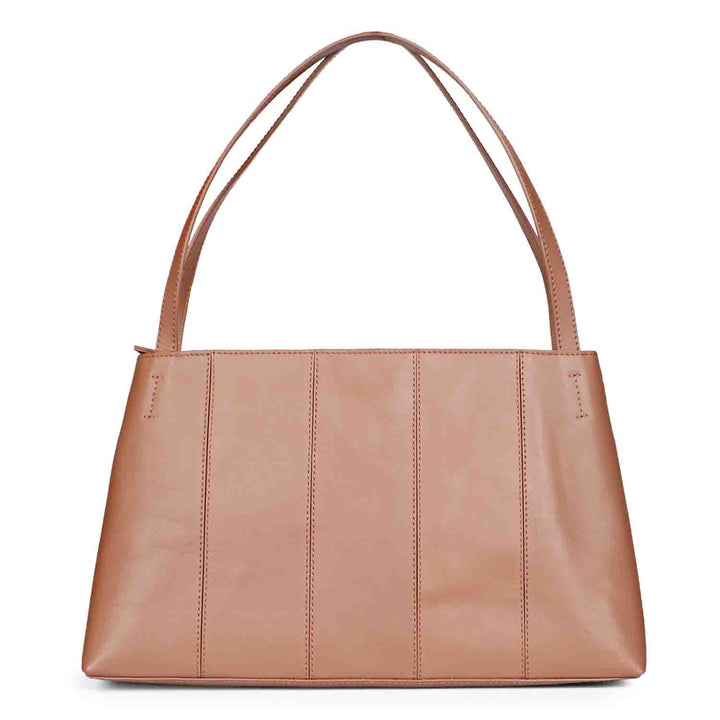 Favore Tan Leather Structured Handheld Bag