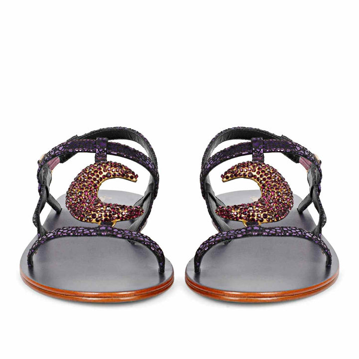 Saint Daisy Purple Leather Flat Sandal