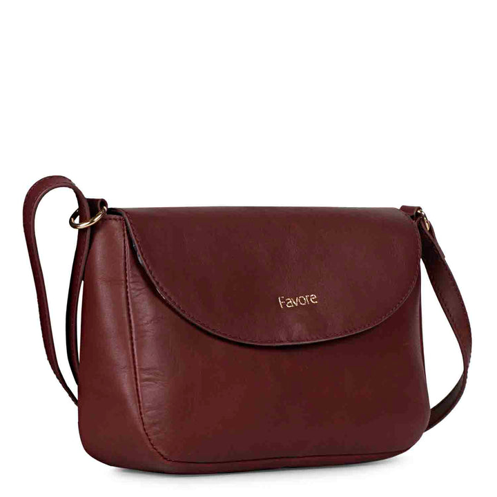 Favore Dark Brown Womens  Leather Structured Sling Bag
