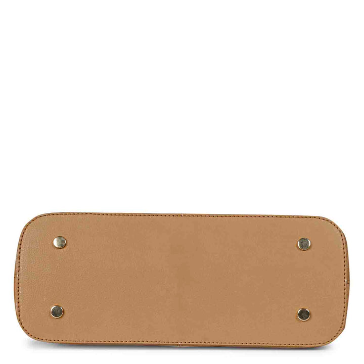 Favore Tan Leather Structured Shoulder Bag