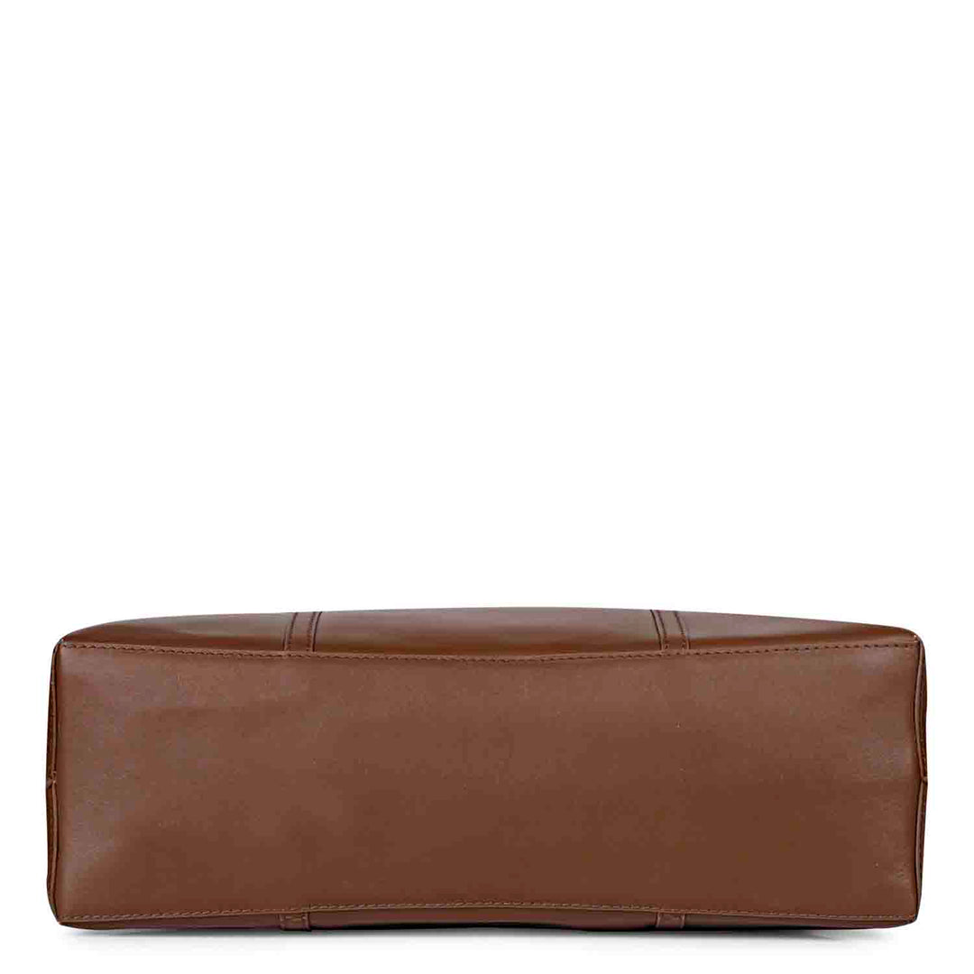 Favore Dark Brown Womens  Leather Structured Shoulder Bag