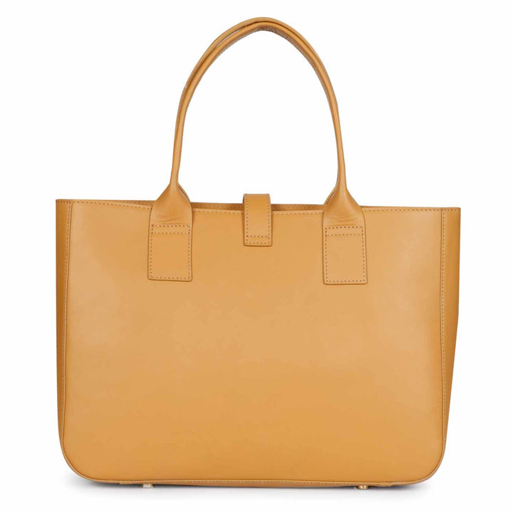 Favore Tan Leather Oversized Structured Handheld Bag