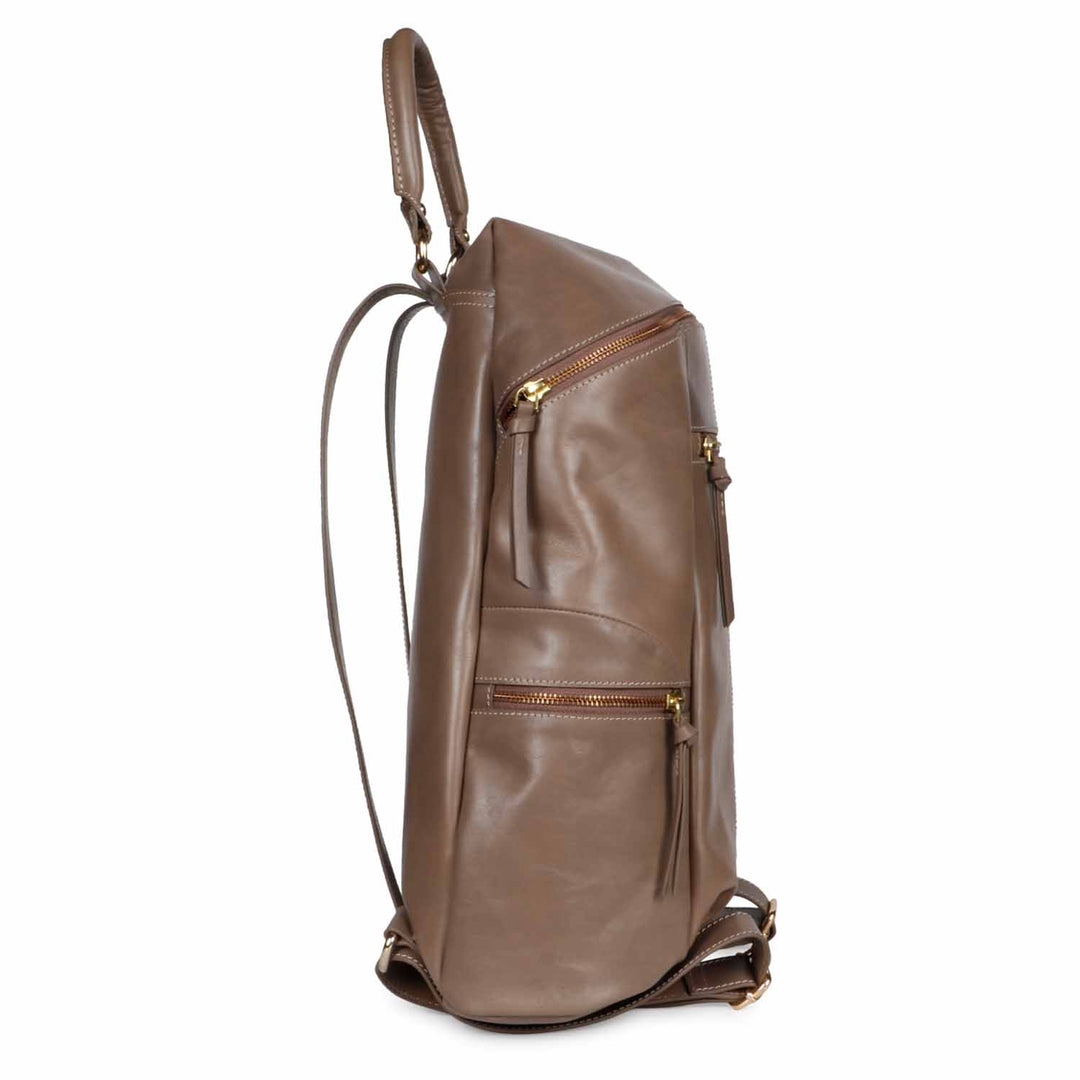 Favore Brown Leather Oversized Structured Backpacks