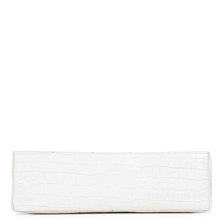 Favore White Leather Structured Handheld Bag