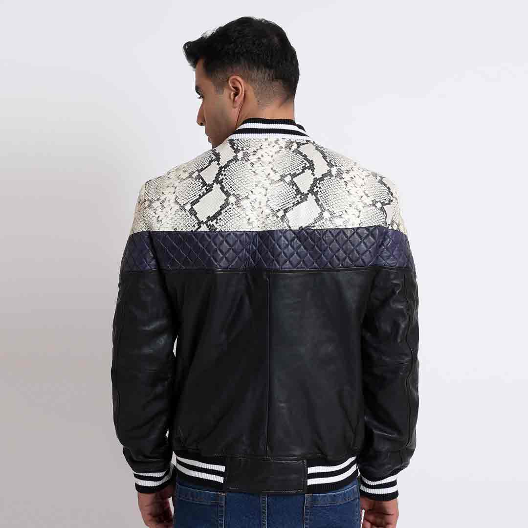 Saint Moreno White Python Print Leather Men's Jackets – SaintG India