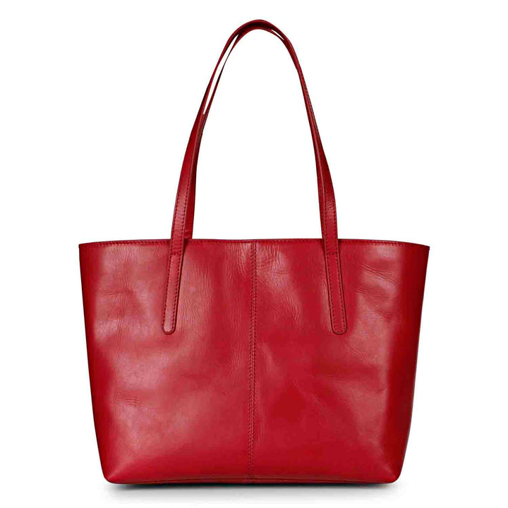Favore Red Leather Oversized Structured Hobo Bag