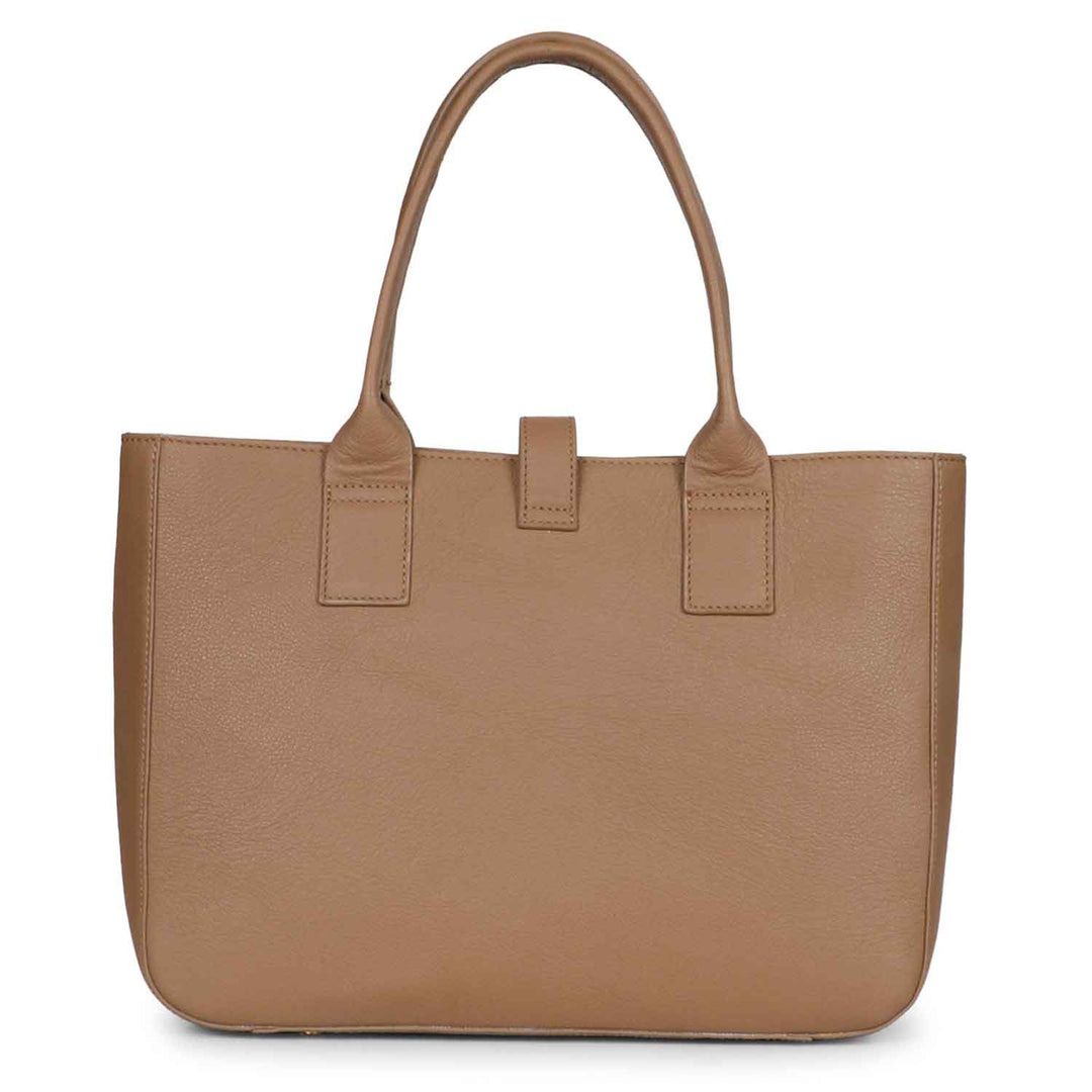 Favore Brown Leather Oversized Structured Handheld Bag