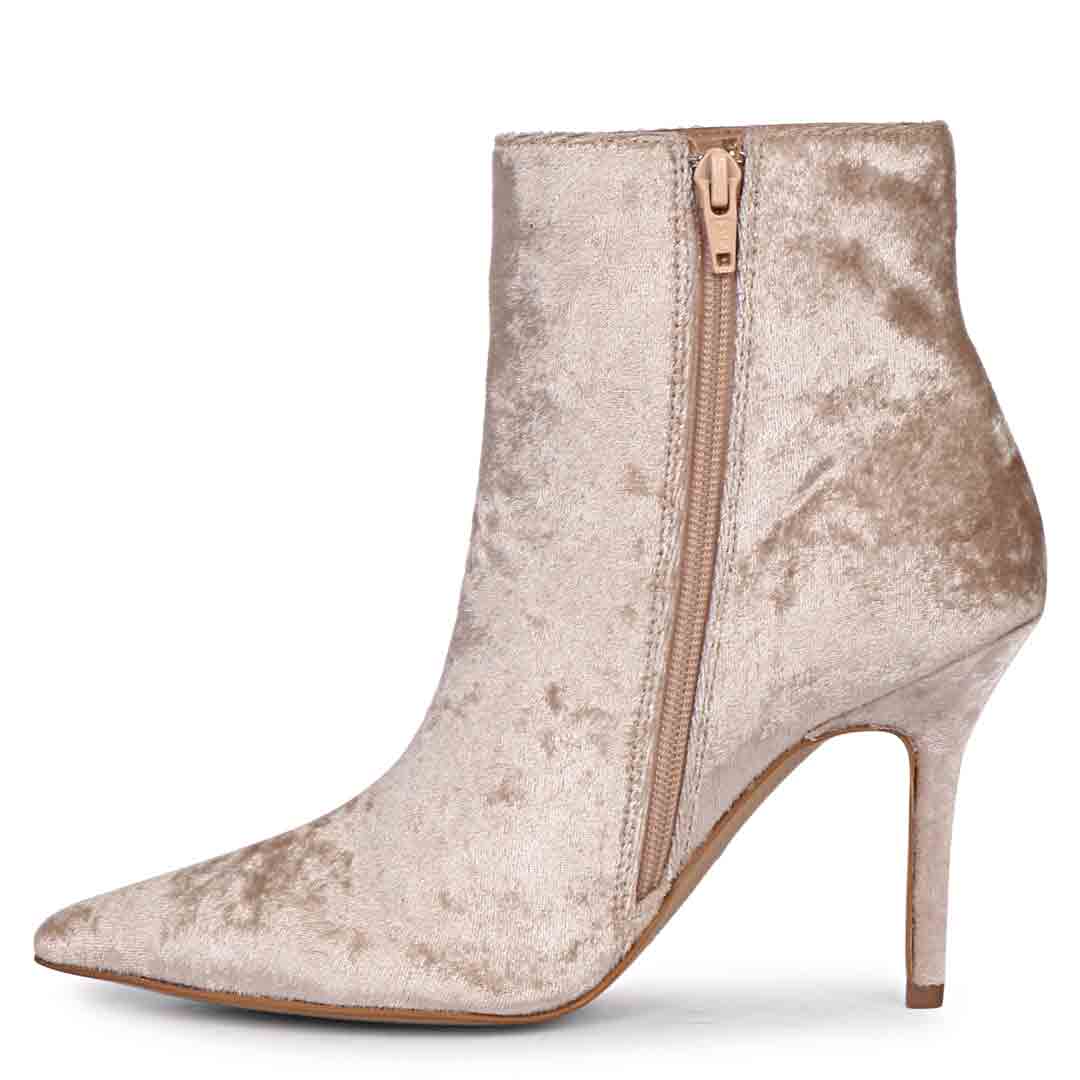 Louise Et Cie Sonya Saint Vienna Beige Velvet Ankle Boots