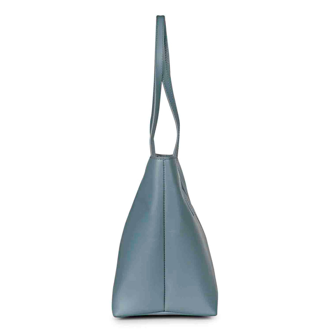 Favore Blue Leather Oversized Structured Hobo Bag
