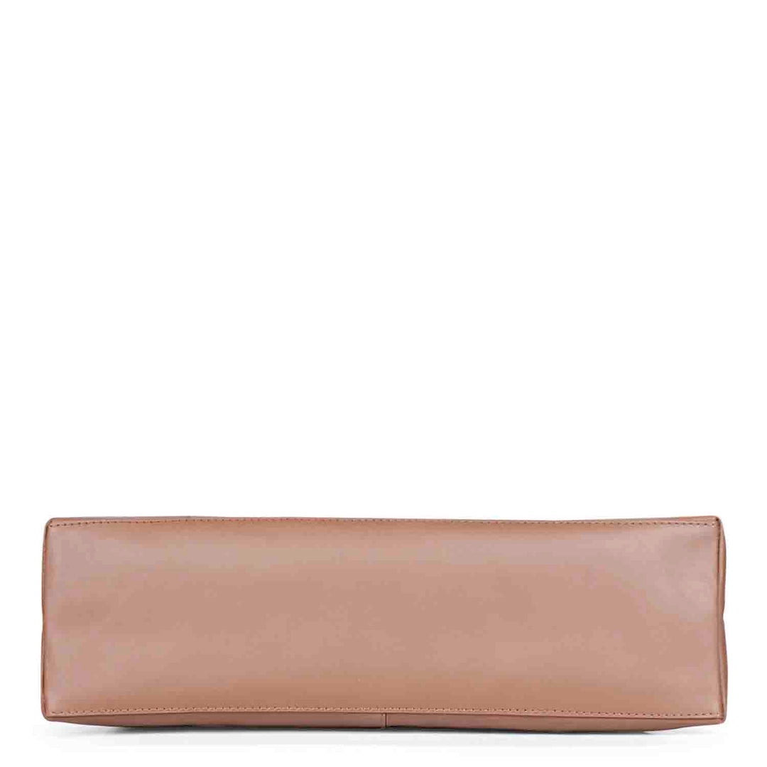 Favore Women Tan Leather Structured Handheld Bag