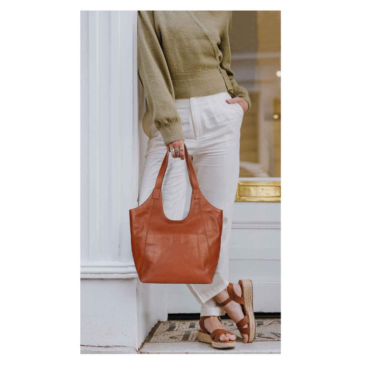 Favore Brown Leather Oversized Structured Hobo Bag