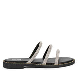 Cloe Crystal Cord Black Flat Sandals
