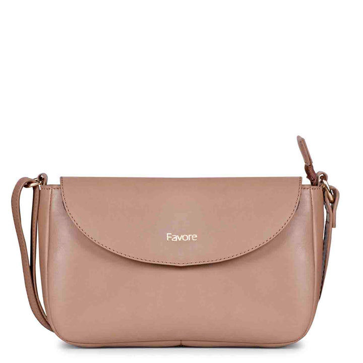 Favore Peach Womens  Leather Structured Sling Bag
