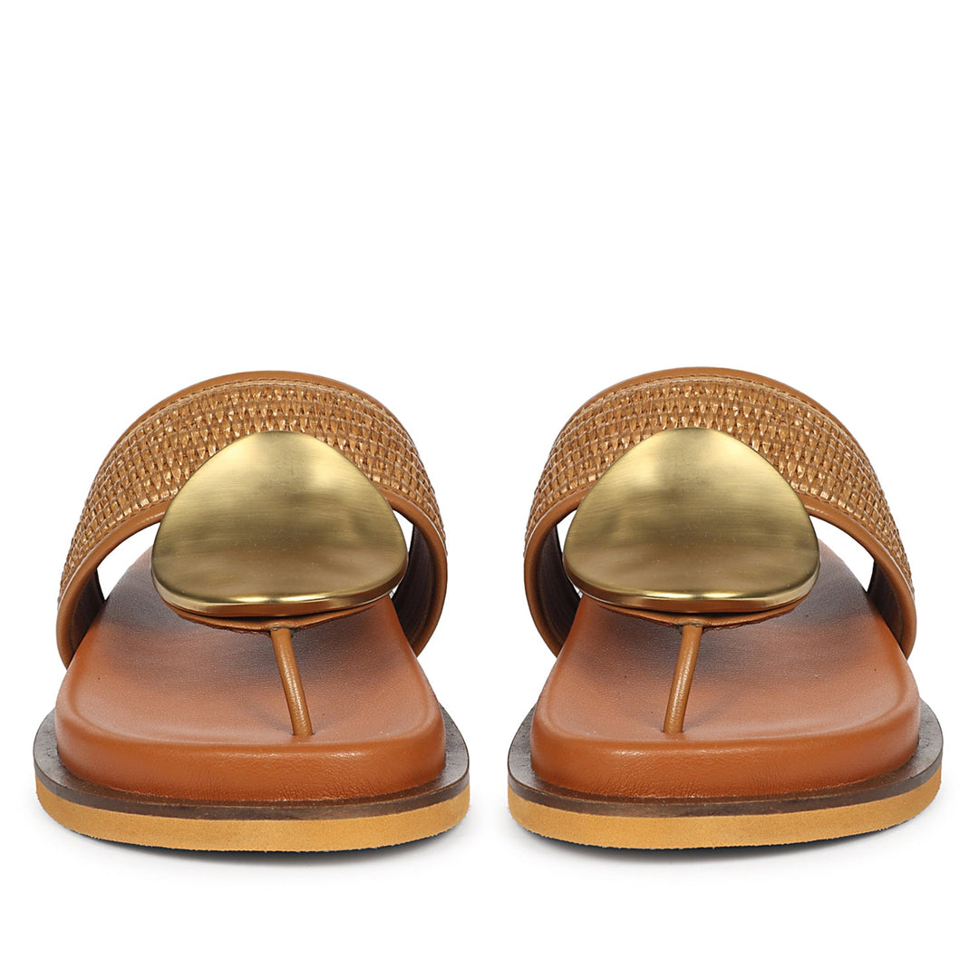 Nora Tan Leather Footbed Sandals